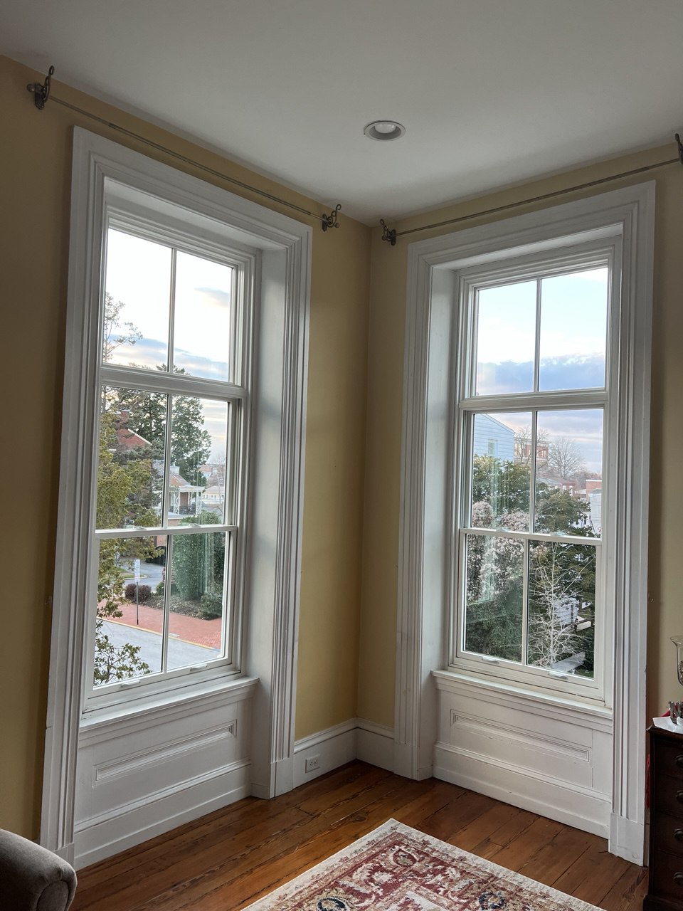Double-hung windows in corner
