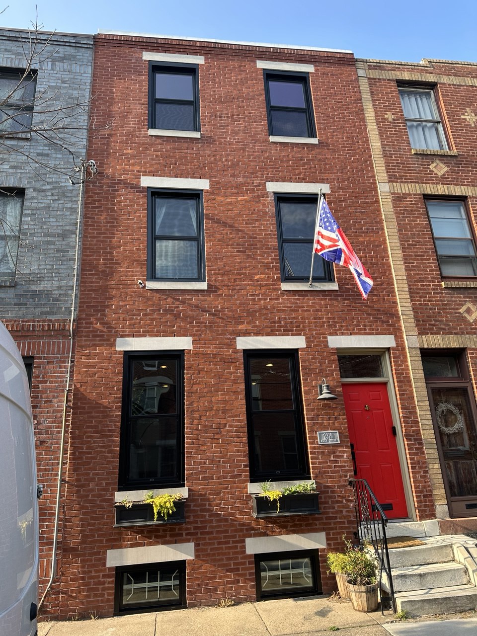 Philadelphia row house with red door